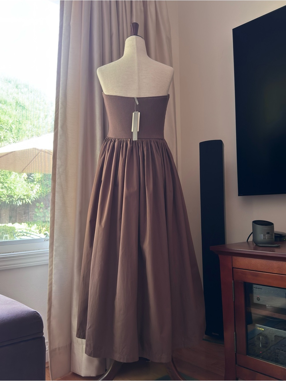 By Anthropologie Strapless Basque-Waist A-Line Midi Dress Brand New Large - Picture 4 of 12
